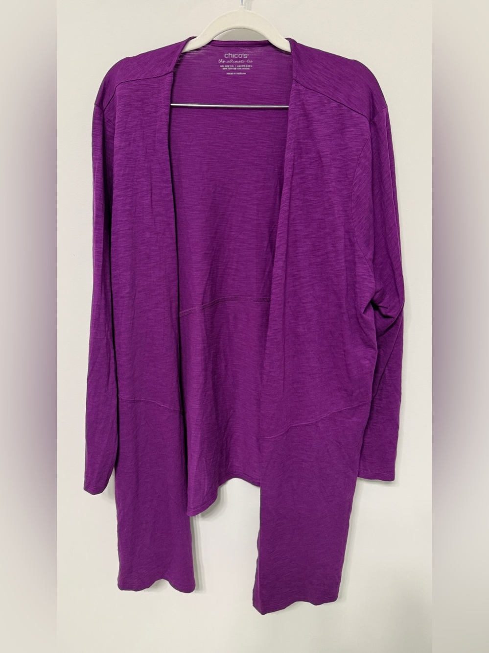 Chico's Open Drape Cardigan in Vibrant Purple